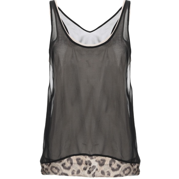 Barbara Bui Tops - BARBARA BUI Silk top Black Nude Animal Print Layer